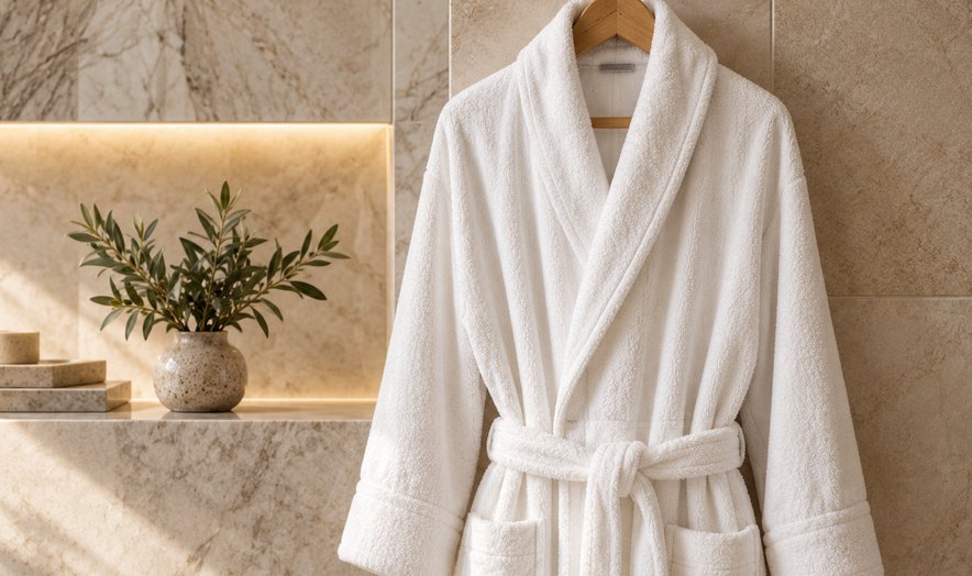 White robe hanging on a stone wall