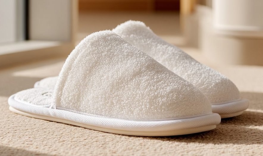 White terry slippers