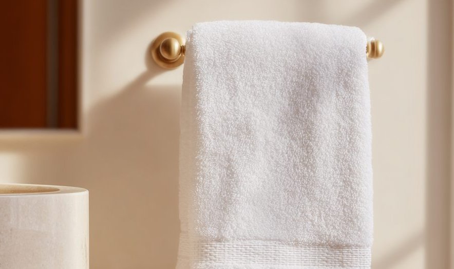 White towel on a brass rail